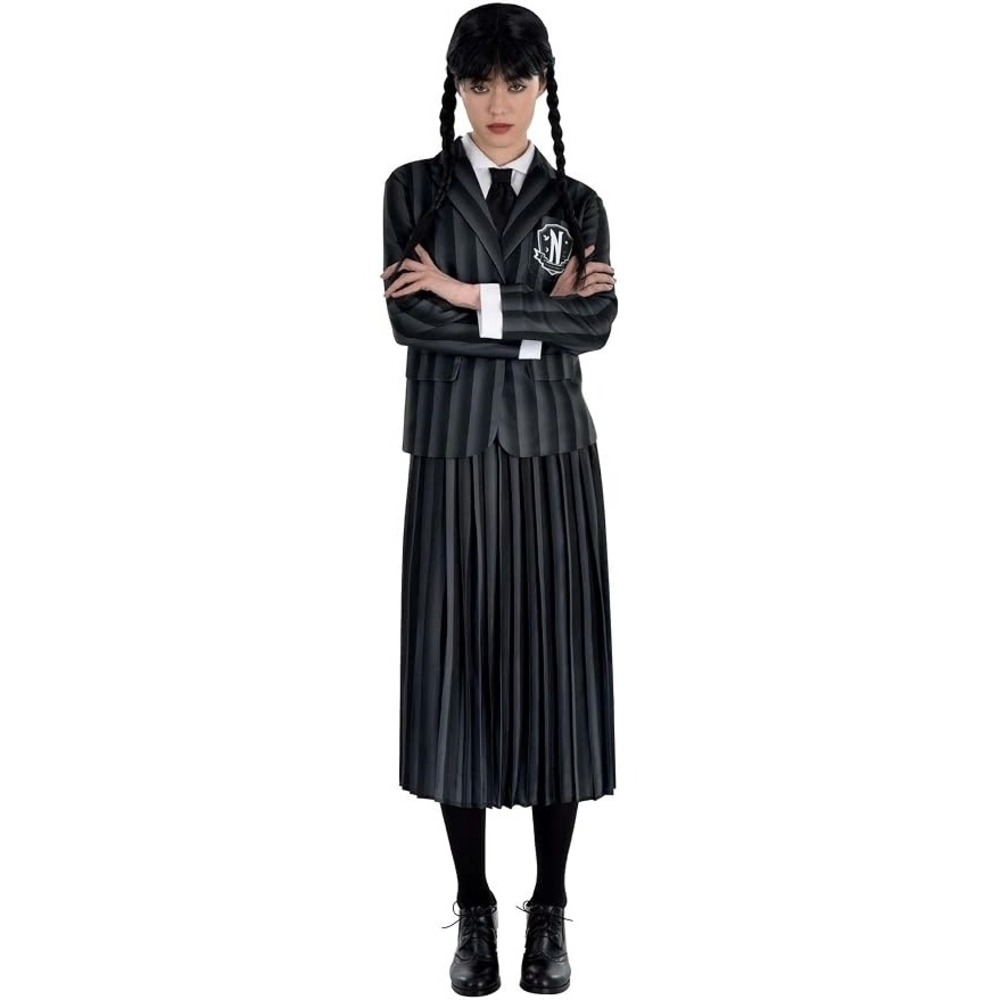 Wednesday Addams Costume Adult Small 2-4 Dress Blazer Amscan Halloween NWT